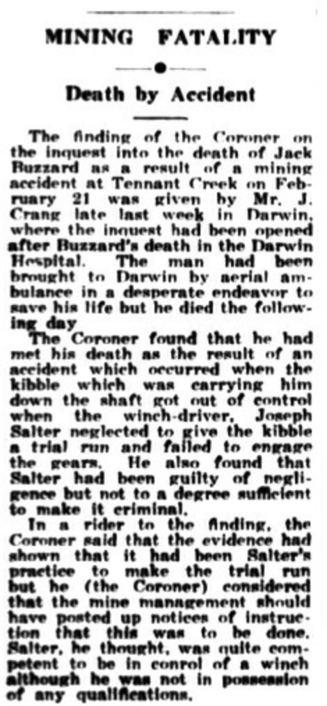 Coroner’s Report on Death of John Buzzard